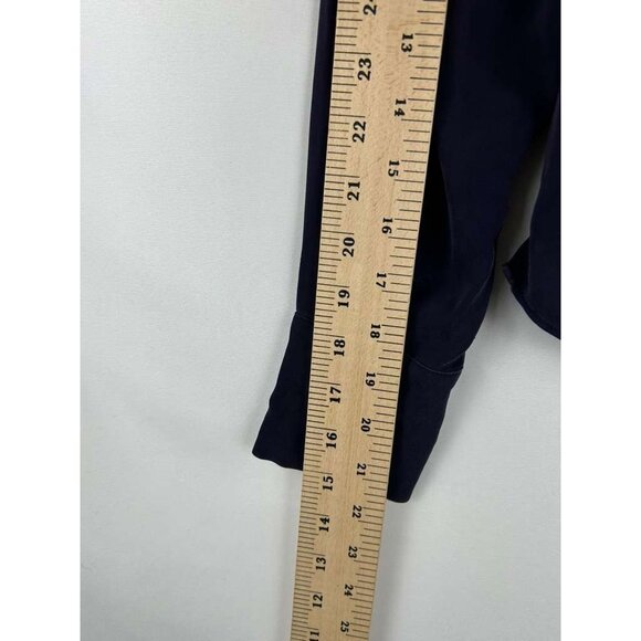 Talbots Women's Size 4 Long Sleeve Purple Front Ruffle V-Neck Blouse Pure Silk - Picture 5 of 9